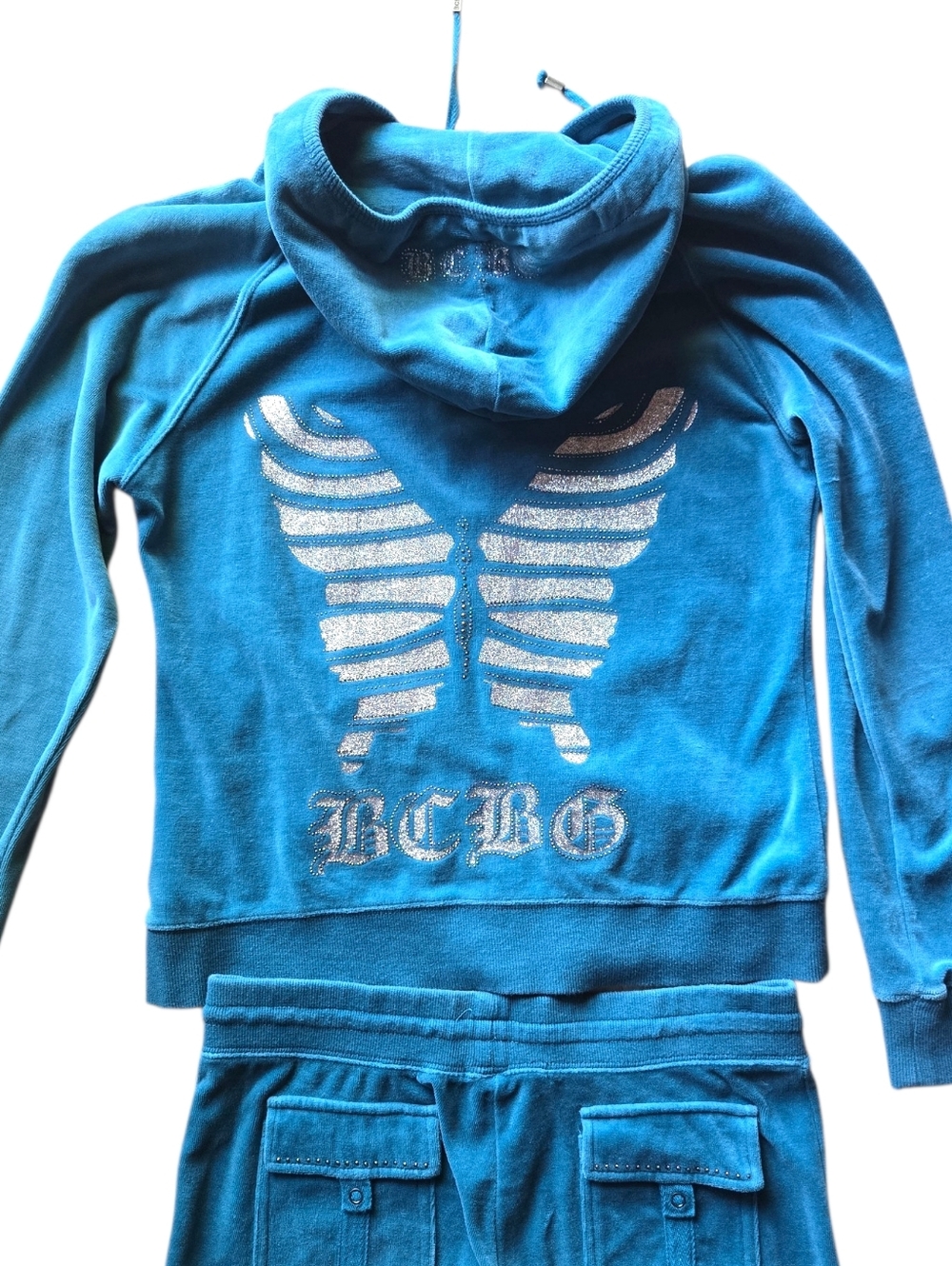 STUNNING Vintage Y2K BCBGMaxAzria 'Big Bling' Butterfly Tracksuit Set